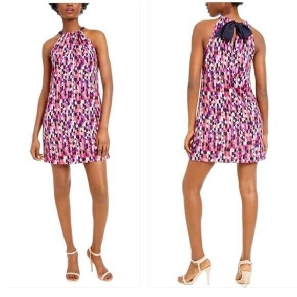 Trina Turk JuJu Bow-Back‎ Halter Dress XS Dopamine 70s Vibe Fairycore Whimsical - Picture 1 of 12